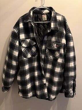 Dickies Black & White Plaid Quilted-Lined Shirt Jacket